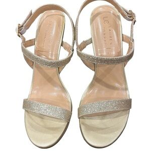LC Lauren Conrad Hazelnuts Women's Dress Sandals 7.5 M gold shimmer